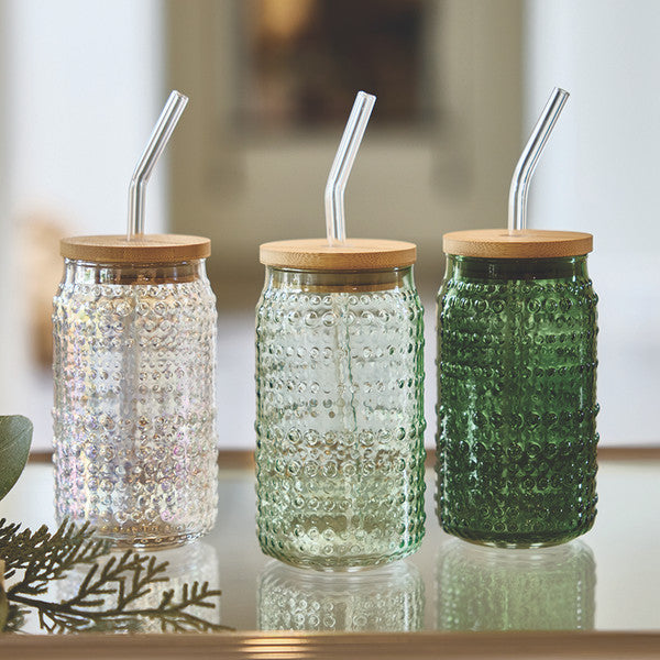 Sage Glass Hobnail Tumbler