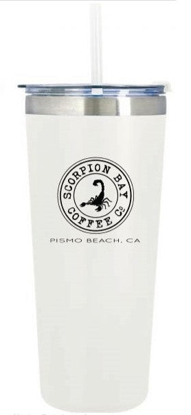 Straw Tumbler - Stainless Steel 22oz White